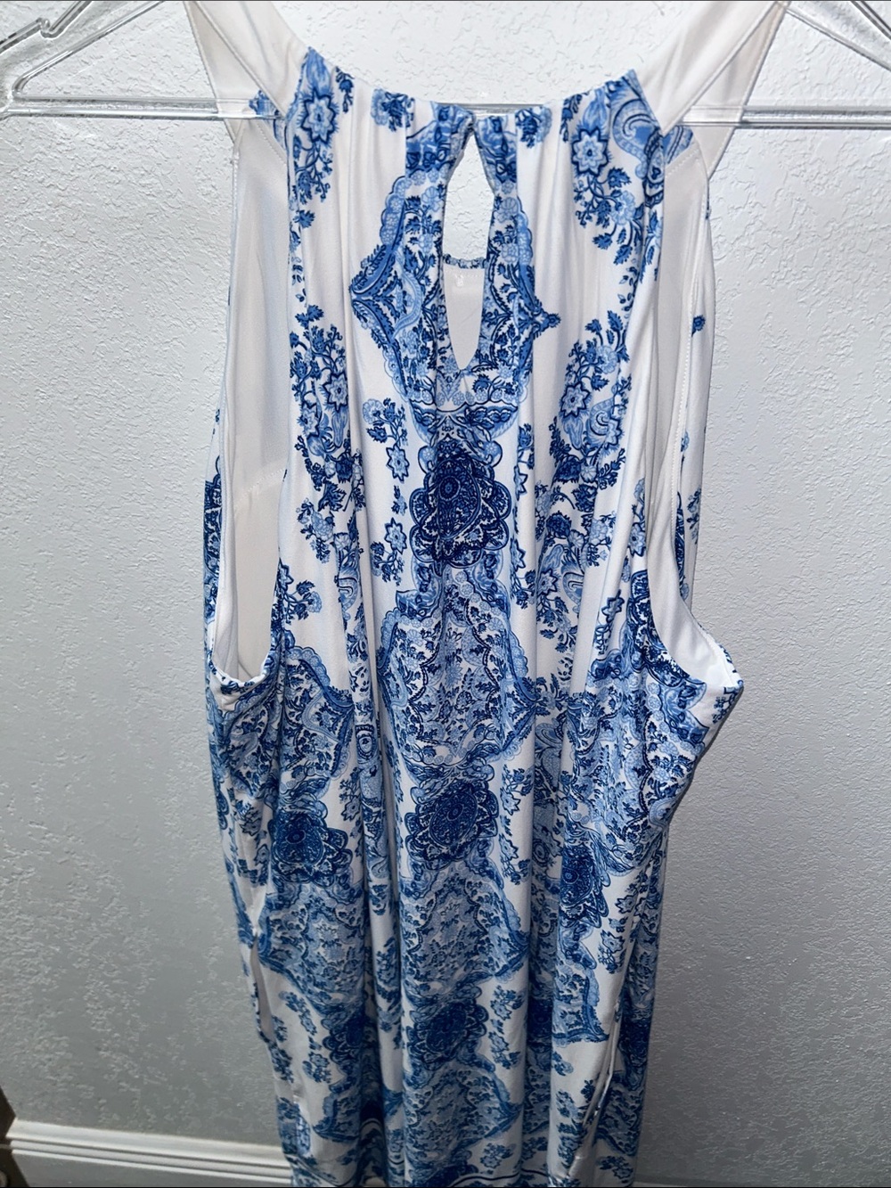 Soma Short Swing Dress Built-In Bra Pockets White + Blue Floral Print EUC XXL 2X - Picture 7 of 10